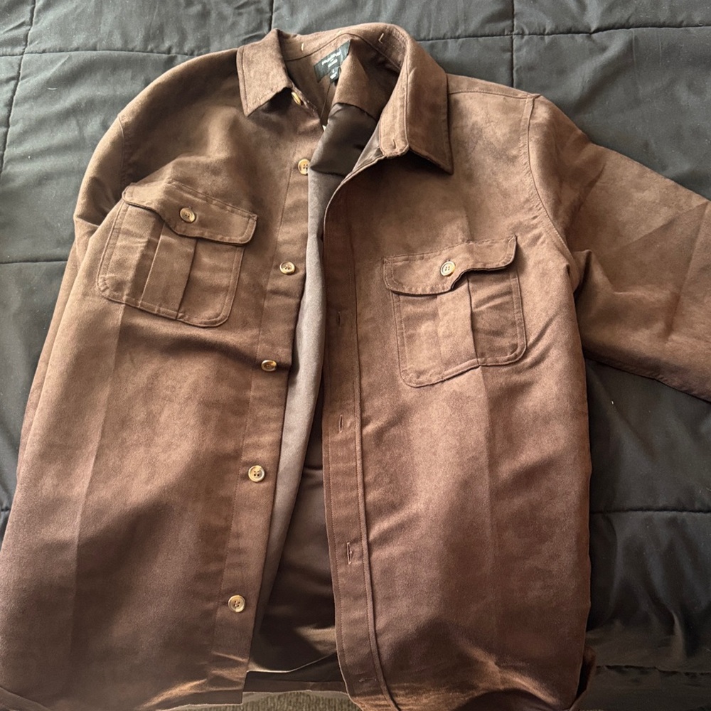 Banana Republic Brown Suede-Look Shirt Jacket